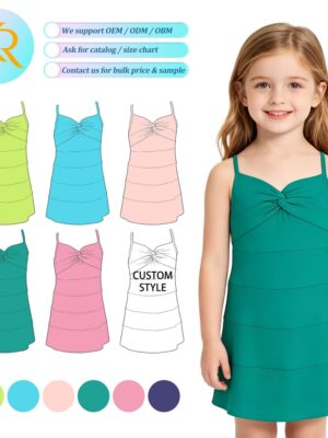 Girls' TwistFront Tiered Cami Dress Casual Sleeveless Sundress for Summer