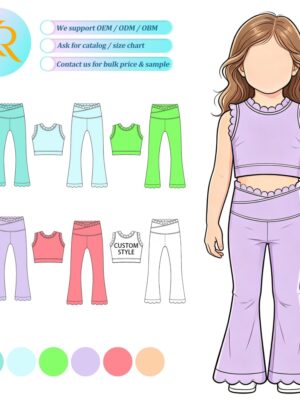 Toddler Girls' 2-Piece Scallop Sport Set Ruffle Sleeve Crop Top & Flared Pants