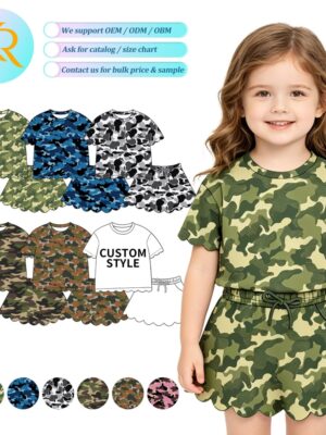 Toddler Girl Camouflage Outfit - Multi-Color Short Sleeve Top & Skirt Set