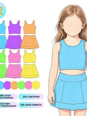Girls' Simple Solid Tank Top & Pleated Tennis Skort Versatile 2-Piece Outfit