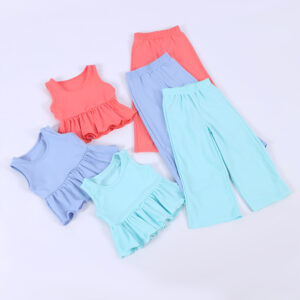 Girls' Peplum Tank Top & Wide Leg Pants 2-Piece Summer Set