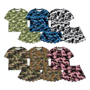 Toddler Girl Camouflage Outfit - Multi-Color Short Sleeve Top & Skirt Set