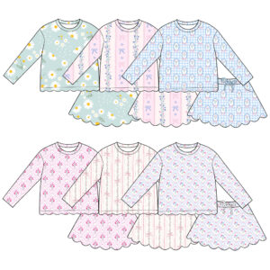 Girls' Daisy Print 2-Piece Set - Long Sleeve Top & Skirt Outfit for Toddlers
