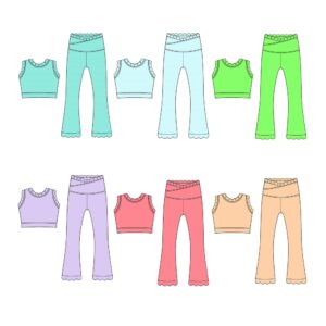 Toddler Girls' 2-Piece Scallop Sport Set Ruffle Sleeve Crop Top & Flared Pants