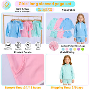 Toddler Girl Half-Zip Tracksuit Colorful Athletic Set with Contrast Trim