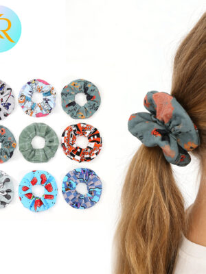 Assorted Cartoon & Floral Print Scrunchies Soft Fabric Elastic Hair Ties Cute Multi-Design Scrunchie Set For Girls Daily Use & Hairstyling