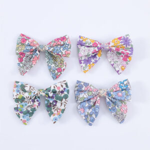 Baby Girls Floral Print Fabric Bow Hair Clips With Metal Alligator Clips Liberty Style Floral Pattern Hair Accessories For Toddlers Kids Daily Wear