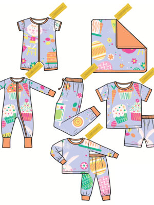 Easter Bunny Cupcake Easter Egg Carrot Floral Print Baby Mix & Match Clothing Collection Short Sleeve Zip Romper Long Sleeve Jumpsuit Short Sleeve Top Shorts Long Pants Swaddle Blanket Multiple Separates Newborn Outfit Bundle