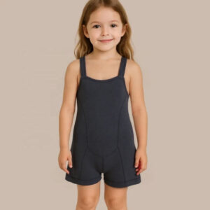Girls Black One Piece Sleeveless Yoga Jumpsuits Cross Back Athletic Bodysuits