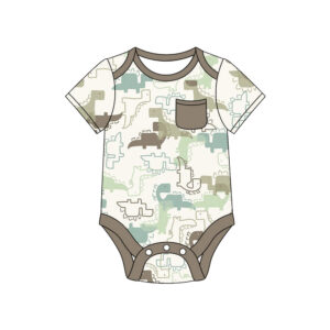 Short Sleeve Baby Bodysuits With Cute Animal Prints  Side Pocket & Snap Closure Breathable Kid-Safe Cotton Customizable Factory Wholesale Onesies For Infants