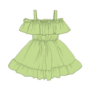 Cute Tiered Ruffle Spaghetti Strap Dress For Girls Elasticized Off The Shoulder Neckline Smocked Waist Flared Skirt With Tiered Ruffles Kids Summer Casual Party Dress