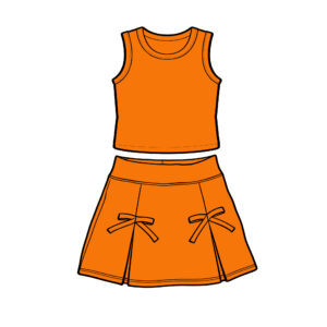 Kids Matching Sleeveless Vest & Skort Set Plain Bright Hue Crop Top Side Bow Accent Pleated Skirt With Hidden Shorts Elastic Waistband Breathable Fabric Little Girls Casual Beach Sports Outfit