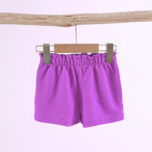 Kids Solid Color Casual Shorts Ruffle Paperbag Elastic Waist Side Pockets Soft Breathable Cotton Multiple Bright Colors Factory Direct Wholesale Summer Bottoms For Toddlers