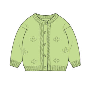 Sweet Embossed Four-Leaf Clover Flower Kids Knit Cardigan Round Neck Vertical Cable Trim Full Front Button Closure Ribbed Cuff & Hem Lightweight Soft Knit Fabric Toddler Girls Spring Autumn Daily Layering Knit Jacket Macaron Pastel Solid Color Options