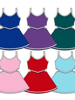 Girls Sleeveless Tank Dress with White Contrast Trim Waist Cutout and Hem Sporty A-Line Skater Dress Multiple Solid Colors for Casual and Active Wear