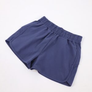Toddler Kids Solid Navy Elastic Ruched Waist Split Side Hem Quick Dry Athletic Shorts Lightweight Breathable Fabric Summer Outdoor Running Workout Casual Sport Short