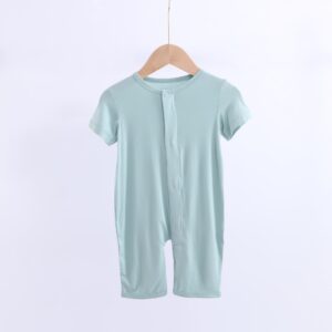 Solid Color Short Sleeve Baby Rompers With Snap Button Closure Breathable Fabric Multiple Colors Customizable Factory Direct Wholesale Jumpsuits For Infants & Toddlers