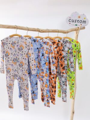 Halloween Pumpkin Ghost Bat Cartoon Character Print Baby Long Sleeve Zipper Footless Romper Double Zipper Easy Diaper Change Skin Friendly Infant Halloween Sleep Sleeper Multiple Prints Available