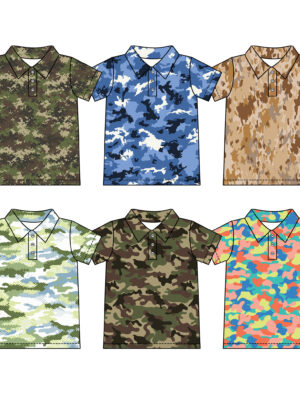 Digital Camouflage All Over Print Kids Polo Shirt Classic Lapel Collar Two Button Placket Short Sleeve Soft Breathable Stretch Fabric Toddler Outdoor Sports Daily Casual Camo Polo Top  Assorted Camo Color Patterns