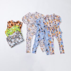 Halloween Pumpkin Ghost Bat Cartoon Character Print Baby Long Sleeve Zipper Footless Romper Double Zipper Easy Diaper Change Skin Friendly Infant Halloween Sleep Sleeper Multiple Prints Available