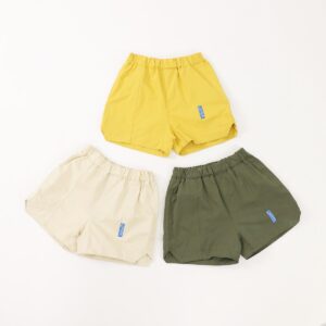Customizable Solid Color Kids Cotton Casual Shorts Elastic Gathered Waist Custom Woven Label Loose Wide Leg Lightweight Breathable Woven Fabric Toddler Summer Outdoor Play Shorts