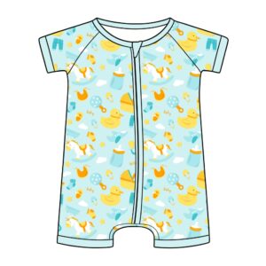 Short Sleeve Baby Rompers With Cute Cartoon Prints Zipper Closure Breathable Fabric Customizable Factory Direct Wholesale Onesies For Infants & Toddlers