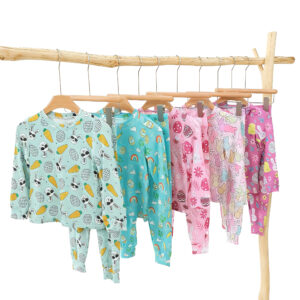 Easter Bunny Carrot Egg Rainbow Floral Print Kids 2 Piece Outfit Set Crew Neck Long Sleeve Top + Elastic Waist Pants Soft Fabric Toddler Easter Loungewear Pajama Set Multiple Prints