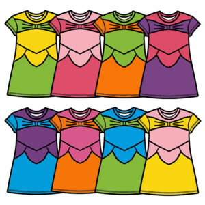 Kids Cartoon Princess Costume Inspired Short Sleeve Dress Color Block Patchwork With Front Bow Detail Soft Fabric Crew Neck Casual Play Dress For Girls