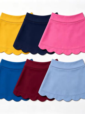 Girls' Scallop Hem Skort UPF 50+ Quick Dry Elastic Waist Kids Tennis Skirt Solid Colors Wholesale Yoga Skirts