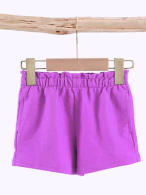Kids Solid Color Casual Shorts Ruffle Paperbag Elastic Waist Side Pockets Soft Breathable Cotton Multiple Bright Colors Factory Direct Wholesale Summer Bottoms For Toddlers