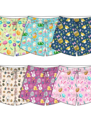 Custom OEM/ODM Kids Boys Easter Bunny Print Casual Shorts Elastic Waist Drawstring Toddler Summer Beach Board Shorts