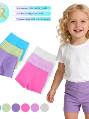 Multi Solid Color Kids Girls Stretch Quick Dry Bike Shorts Under Dress Safety Short Pants Dance Swim Bottom Anti-Chafing Sports Casual Underwear Shorts