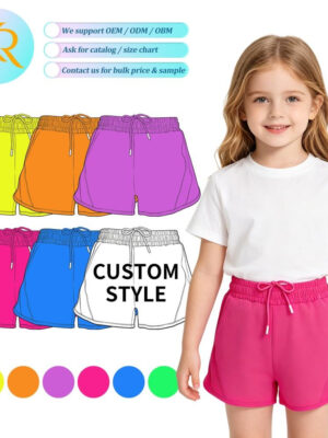 Toddler Girls Solid Athletic Shorts Elastic Ruched Drawstring Waist Curved Split Hem Quick Dry Lightweight Breathable Running Workout Summer Casual Sport Shorts
