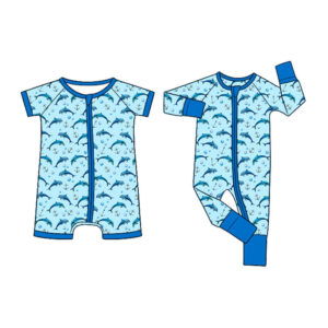 Newborn Multi Pattern Convertible Zip Up Sleeper Short Sleeve Jumpsuit Reversible Leg Cuffs Switch Between Short Leg & Long Leg Easy Diaper Change Toddler Daily Pajama Outfit