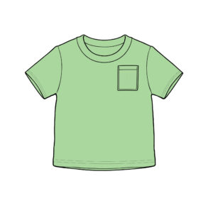 Simple Plain Front Pocket Toddler Short Sleeve Tee Round Neckline Minimalist Square Chest Pocket Lightweight Skin-Friendly Cotton Fabric Unprinted Blank Children Summer Play & School Basic Top