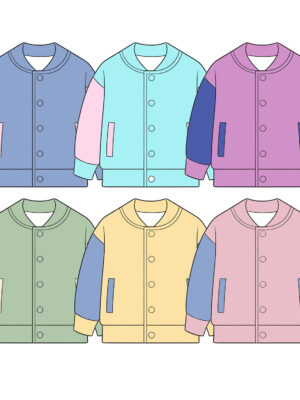 Contrast Sleeve Color Block Toddler Varsity Jacket Rib Cuff & Hem Snap Down Front Two Side Pockets Loose Fit Breathable Thin Fabric Little Boys Girls Daily School Casual Baseball Coat